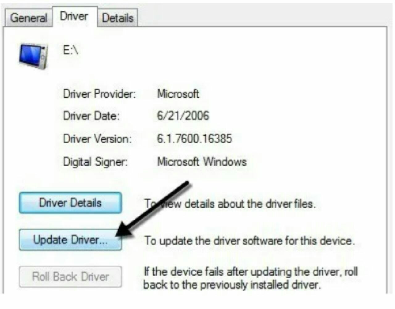 tap on Update driver
