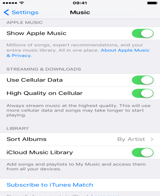 Apple Music settings iPhone screenshot 001