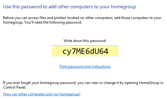 homegroup password