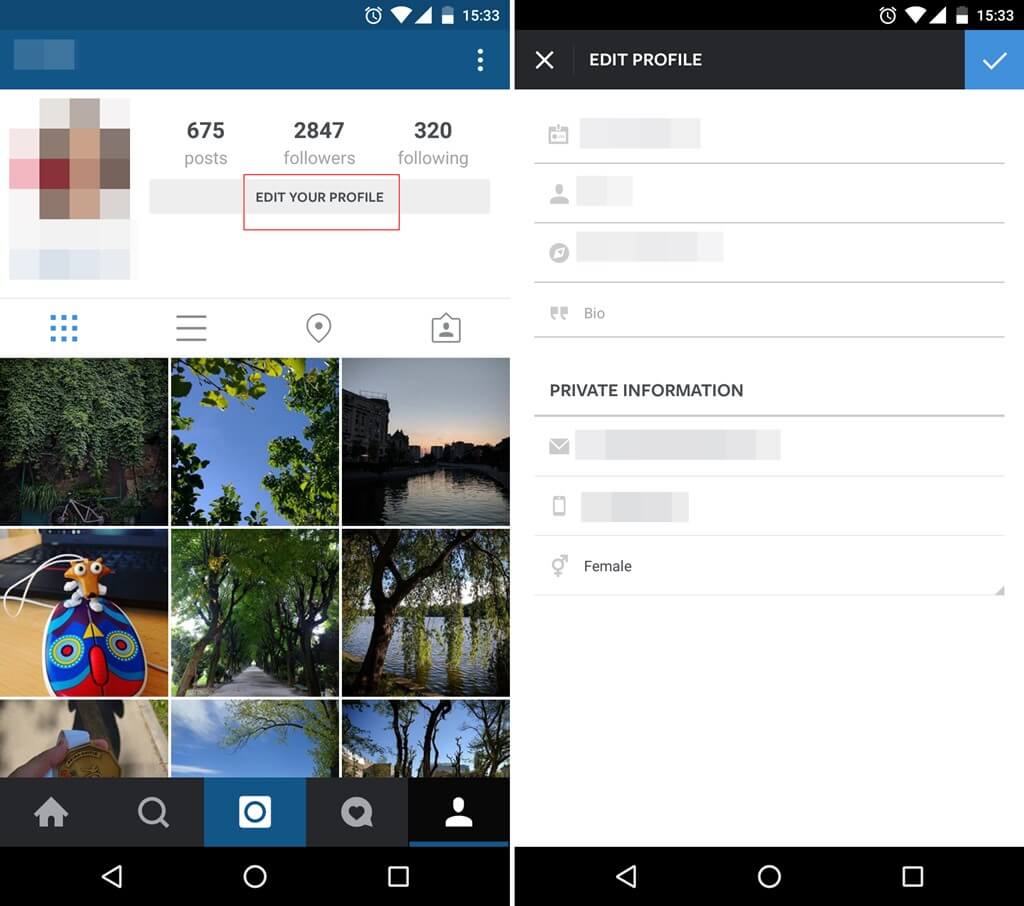 Instagram Security How to edit your profile information 1