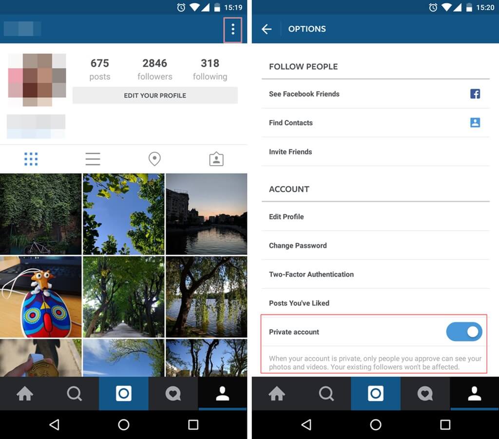 Instagram Security Make your account private 1