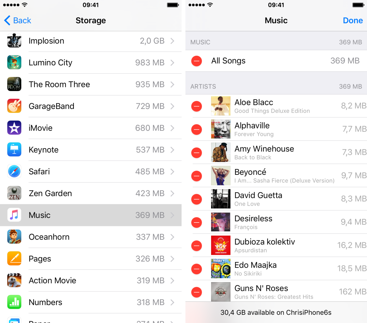 iOS 9 Manage Storage iPhone screenshot 002