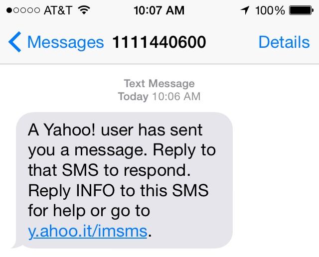 SMS via Yahoo Mail