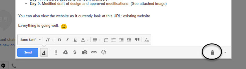Trash icon in Gmail