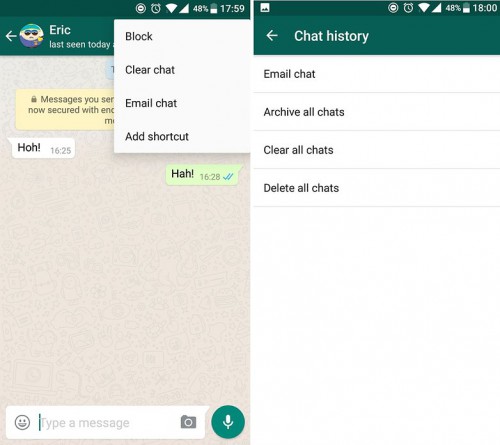 Whatsapp tips and tricks-Clear Chat
