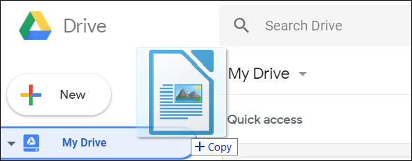 Drag and drop a file from your computer to upload it to Google Drive