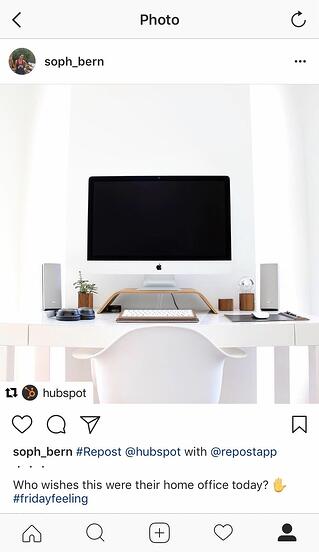 Photo of desktop computer by HubSpot reposted to Instagram by user soph_bern