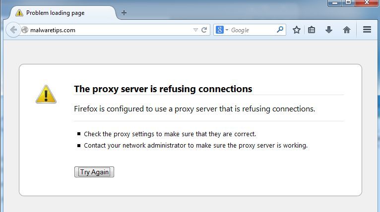 Proxy Server Is Refusing Connections