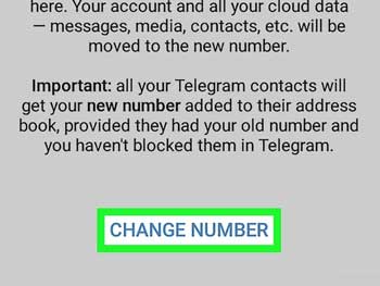 تغییر شماره تلفن در تلگرام- انتخاب گزینه Change Number