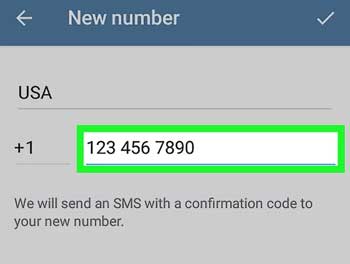 تغییر شماره تلفن در تلگرام- وارد کردن شماره جدید