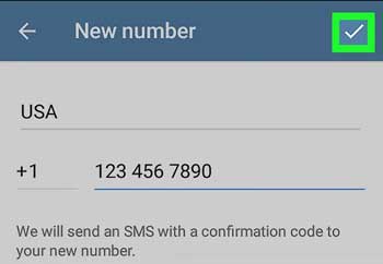 تغییر شماره تلفن در تلگرام- زدن تیک