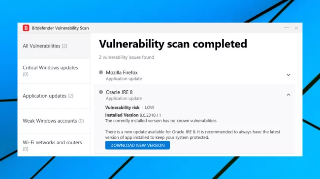 bitdefender vulnerability scan