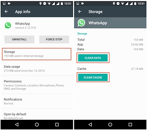 fix whatsapp problems-Cache data issue