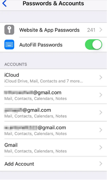 Passwords & Accounts