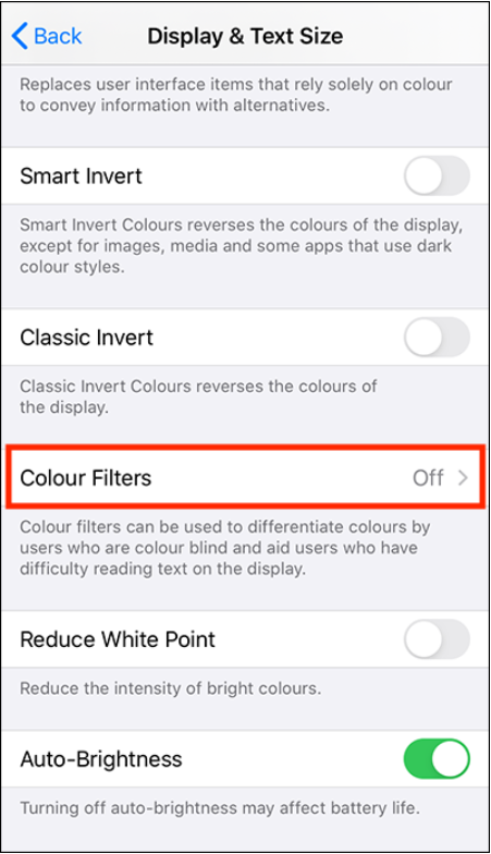 گزینه فیلترهای رنگی (Colour Filters) را انتخاب فرمایید.