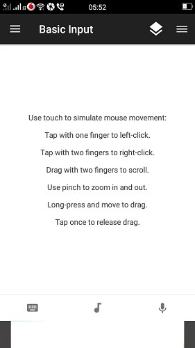 Android Mouse Action Screen