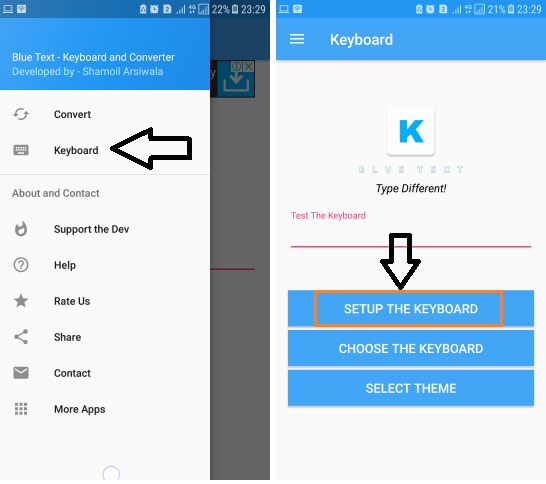 Blue Text KEyboard send WhatsApp message in blue colour