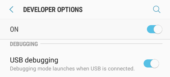 Enabling USB Debugging