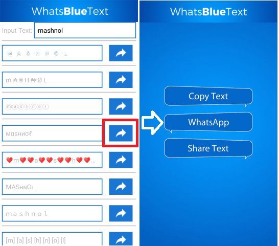 WhatsBlueText Send Colourful WhatsApp message on Stylish Font