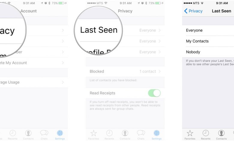 last seen settings on whatsapp tap on the privacy