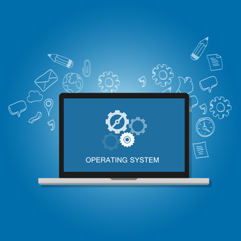 os operating system software computer laptop screen gear icon concept vector