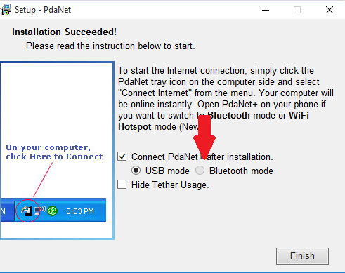 PdaNet Bluetooth Mode