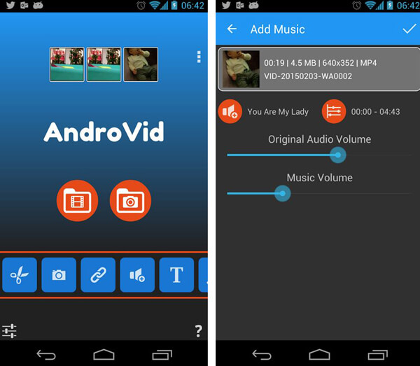 add music to video app for android