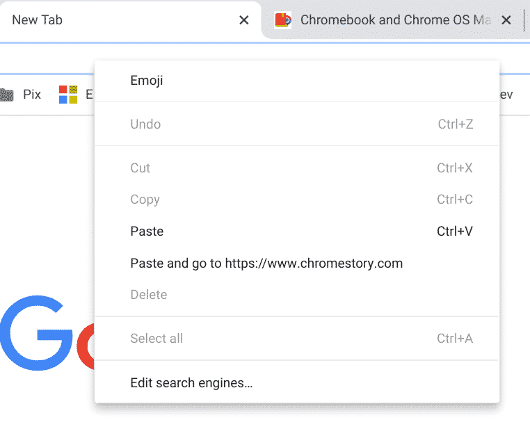 Paste and go option in Chrome