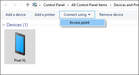 Connect using> access point