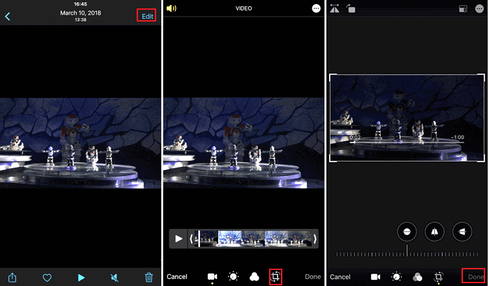 Video editing screenshot of iMovie on iPhone