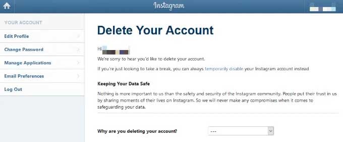 delete your account