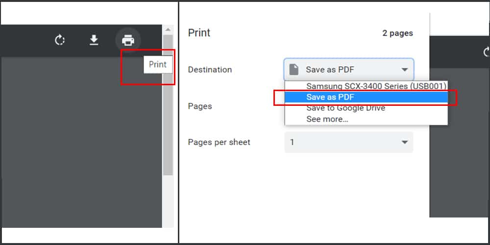 click “Save as PDF” option to hack PDF password