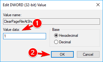 مقدار Value را روی ۱ تنظیم کرده و روی OK کلیک کنید.