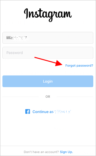 گزینه ?Forgot password را روی صفحه انتخاب کنید