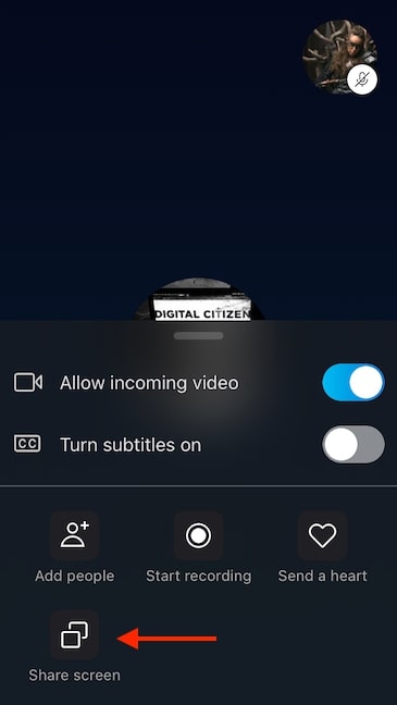 tap on Share screen
