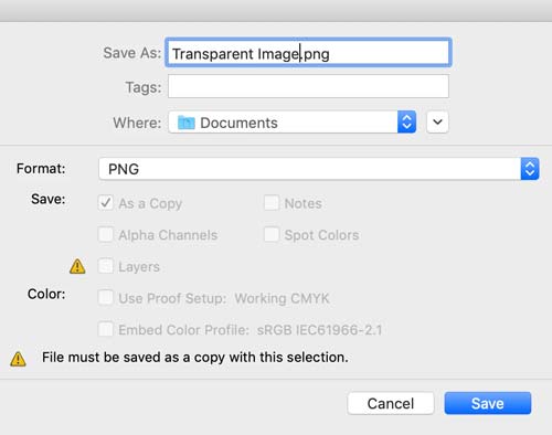 فایل خود را به عنوان یک فایل PNG ذخیره کنید.