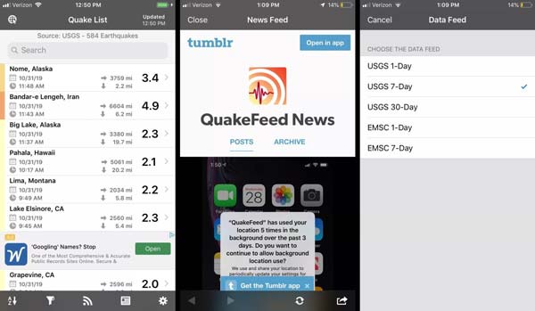 بهترین اپلیکیشن برای پیگیری داده ها: QuakeFeed