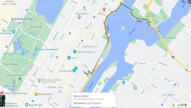 نمونه ای از اندازه گیری فاصله در گوگل مپ