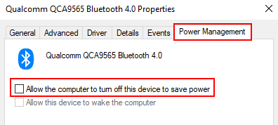 Power Management Disallow Turn Off Bluetooth