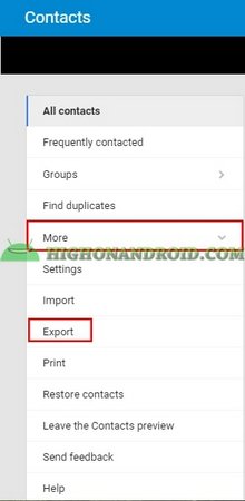 export مخاطبین گوگل 