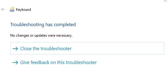 tap on close the troubleshooter