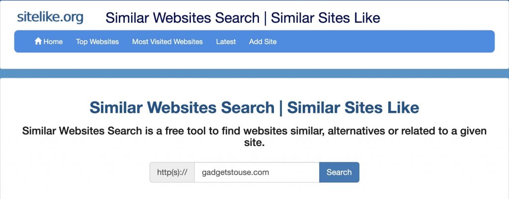 Find Alternative or Similar Websites using Sitelike