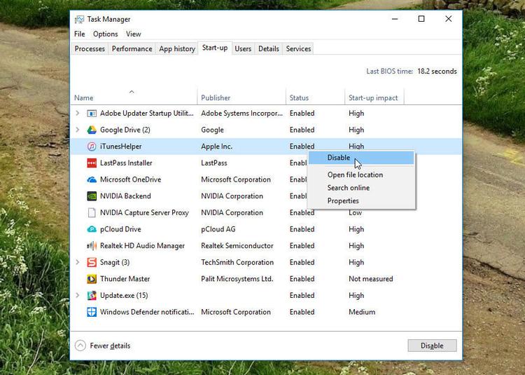 How to change Windows 10 startup programs