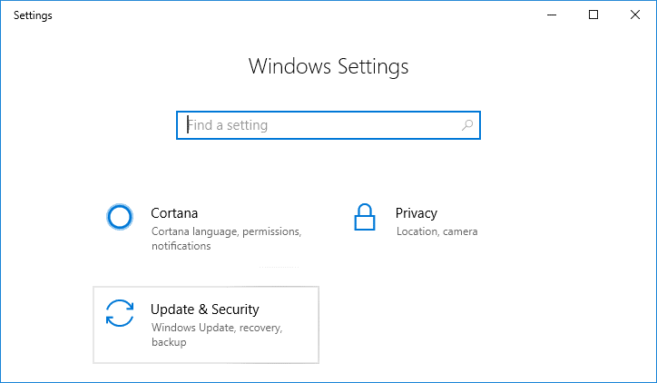 Press Windows Key + I to open Settings then click on Update & security icon