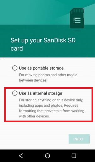 SD card as internal storage