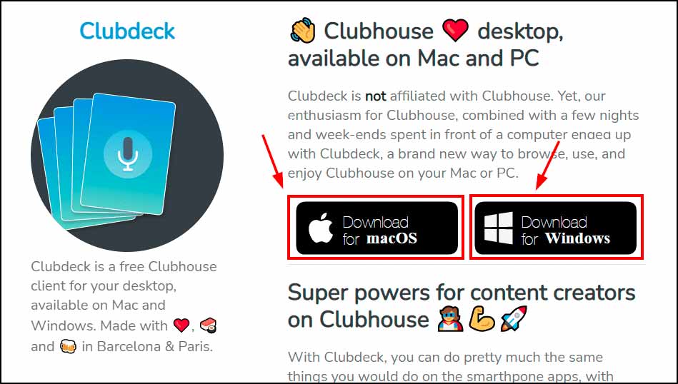 به clubdeck.app بروید.