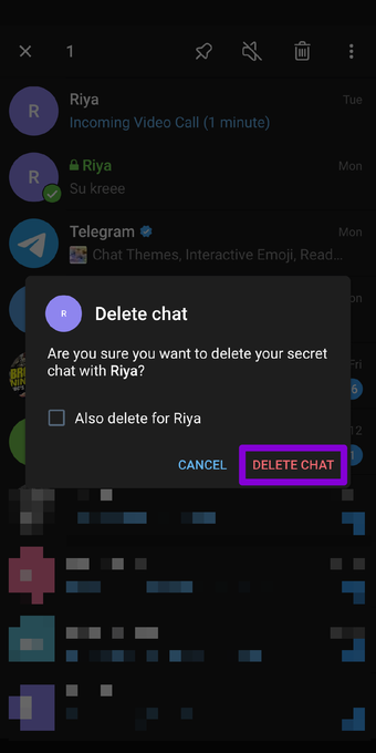 Confirm Delete Secret Chat in Telegram