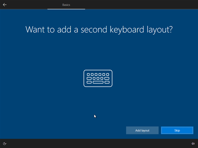 Choose whether to add a second keyboard layout.