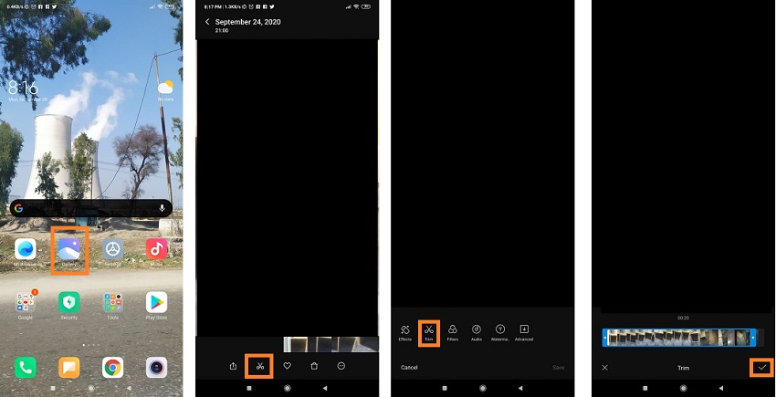 how to trim a video on android 1
