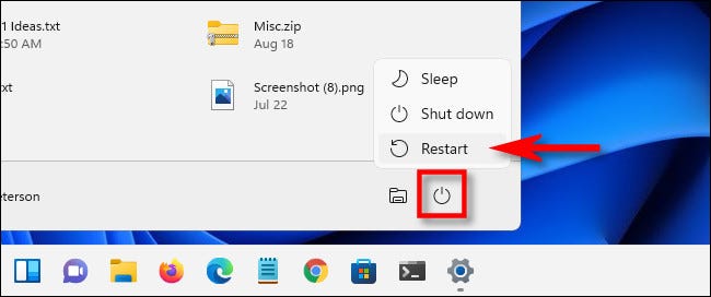 Click the power button in Start, then hold down Shift while clicking "Restart."